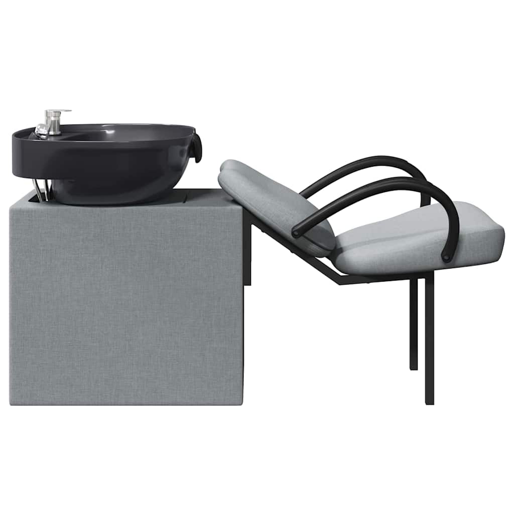 Shampoo Stuhl Hellgrau und Schwarz 136 x 60 x 92 cm Stoff
