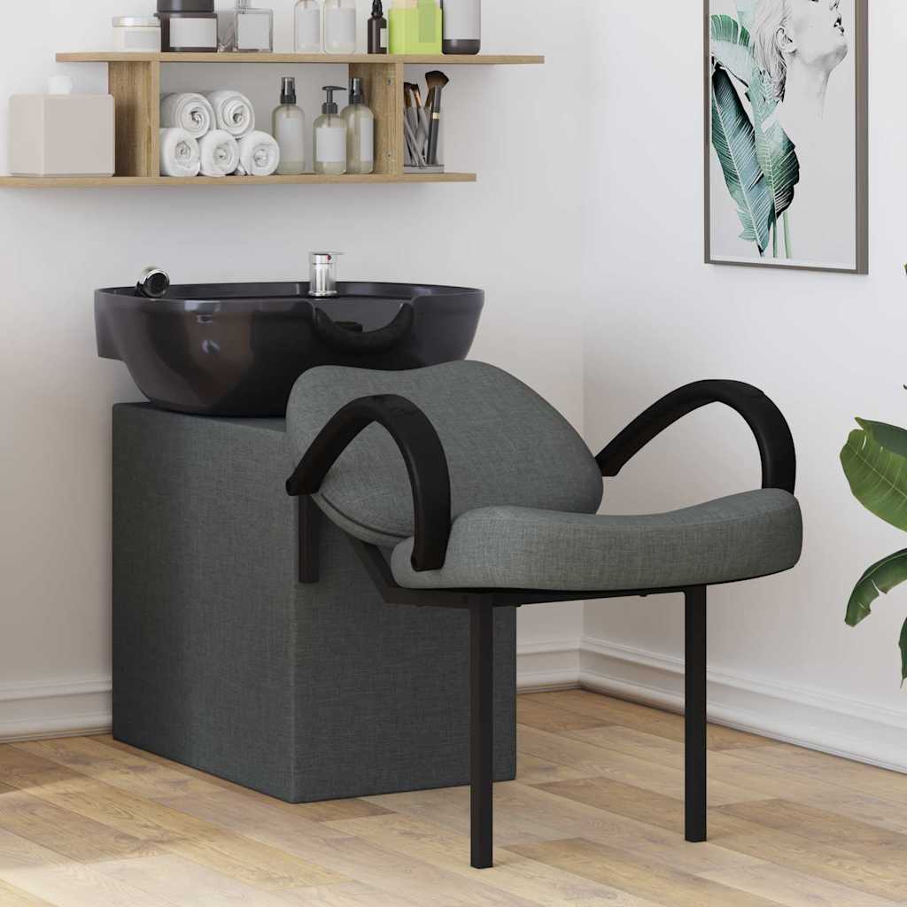 Shampoo Stuhl Dunkelgrau und Schwarz 136 x 60 x 92 cm Stoff