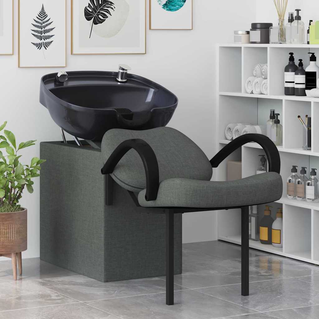 Shampoo Stuhl Dunkelgrau und Schwarz 136 x 60 x 92 cm