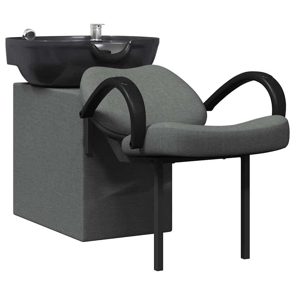 Shampoo Stuhl Dunkelgrau und Schwarz 136 x 60 x 92 cm Stoff