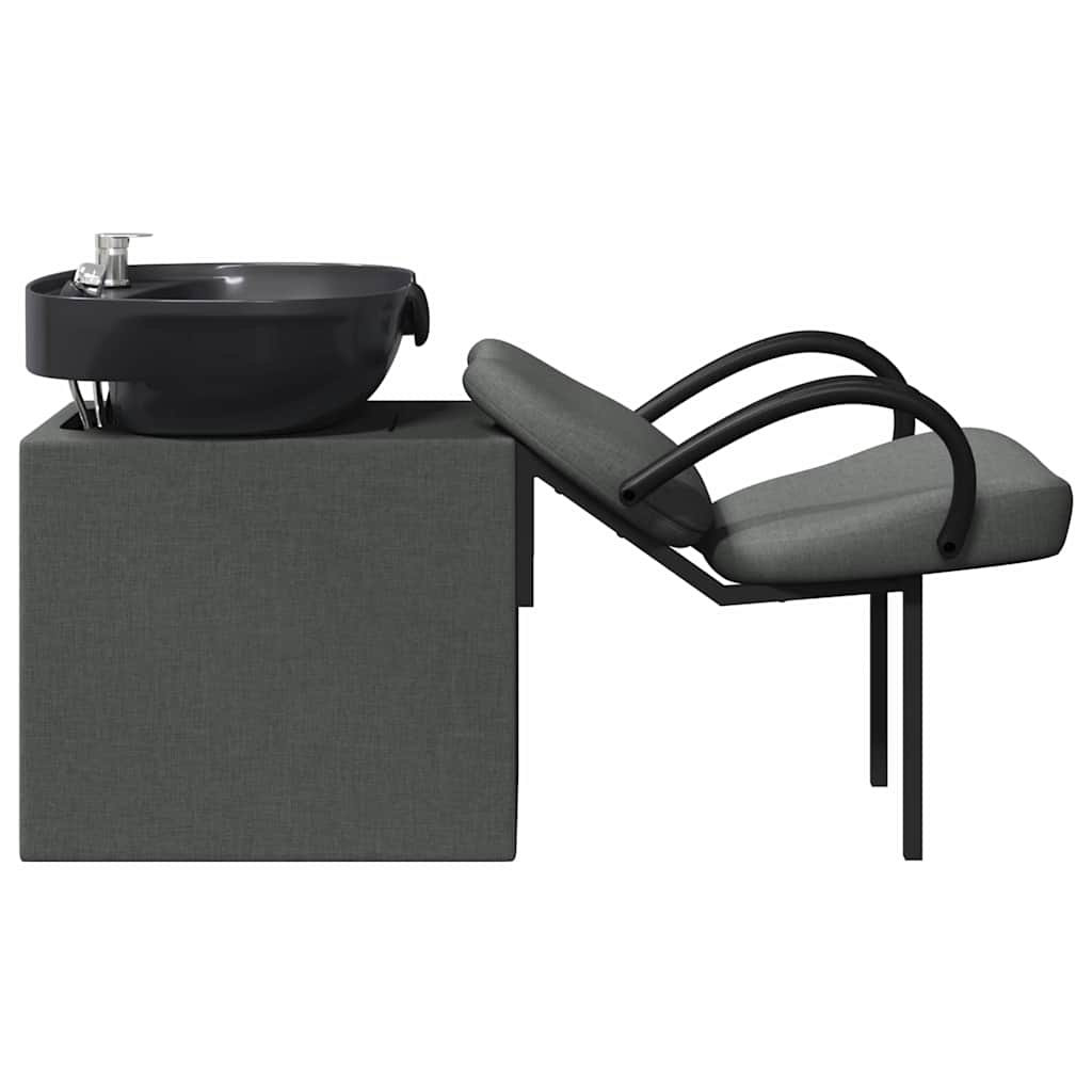 Shampoo Stuhl Dunkelgrau und Schwarz 136 x 60 x 92 cm Stoff