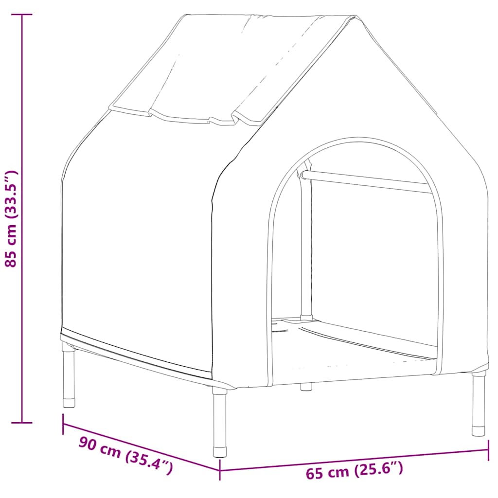 Hundehütte Schwarz 90 x 65 x 85 cm Oxford-Gewebe und Stahl