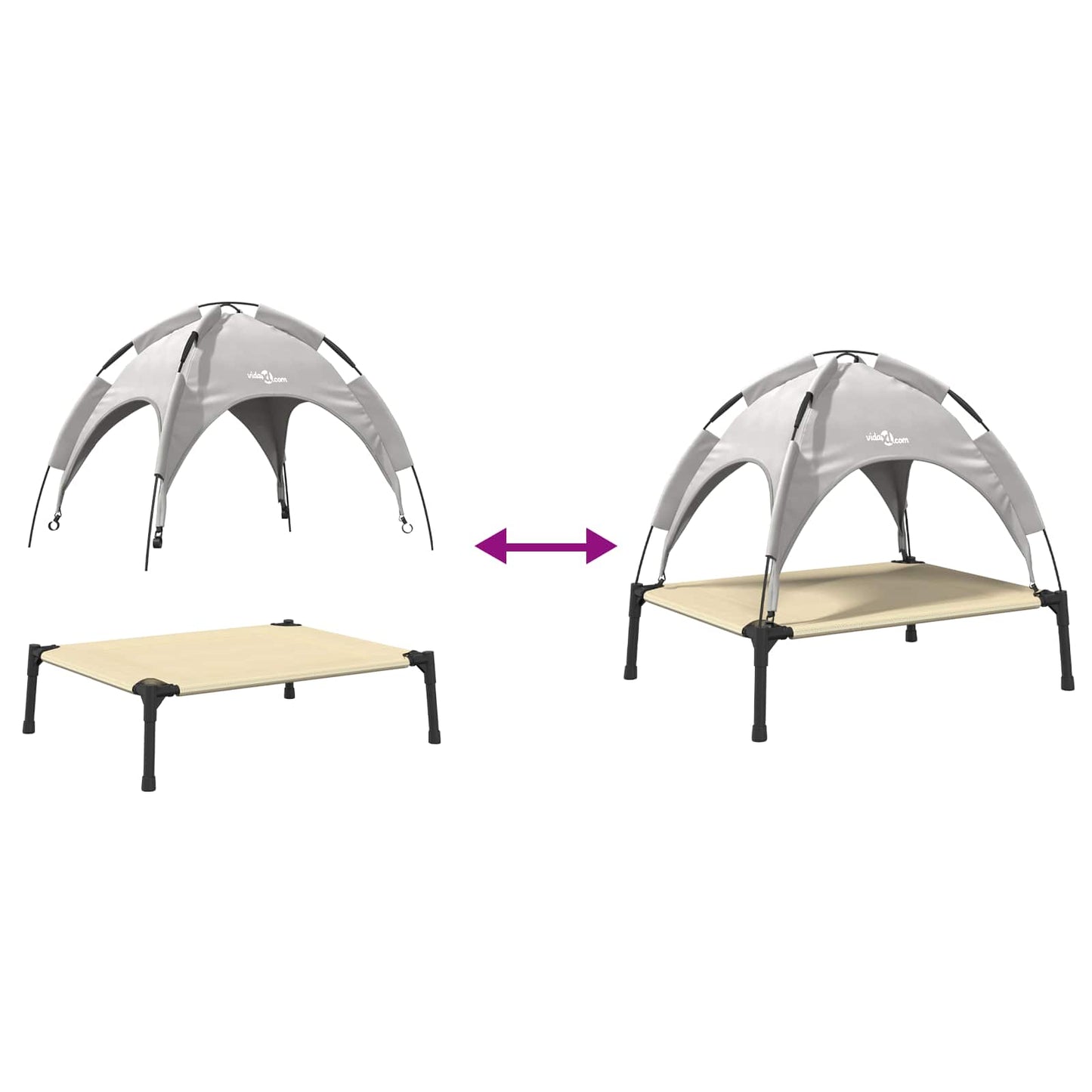 Hundebett 63 x 49,5 x 60 cm Stahl Silber Grau