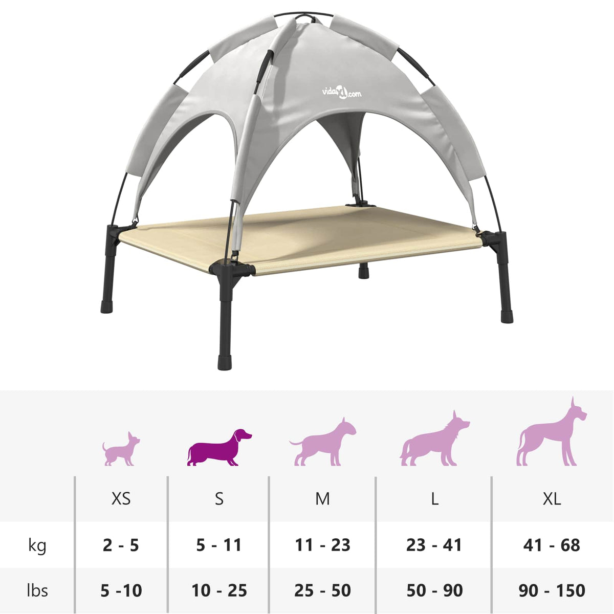 Hundebett 63 x 49,5 x 60 cm Stahl Silber Grau