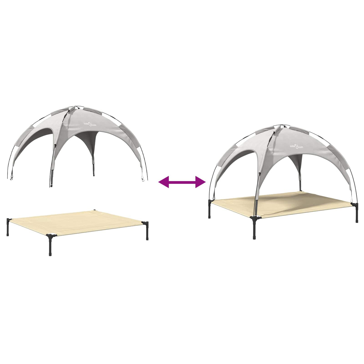 Hundebett 104 x 86 x 84,5 cm Stahl Silber Grau