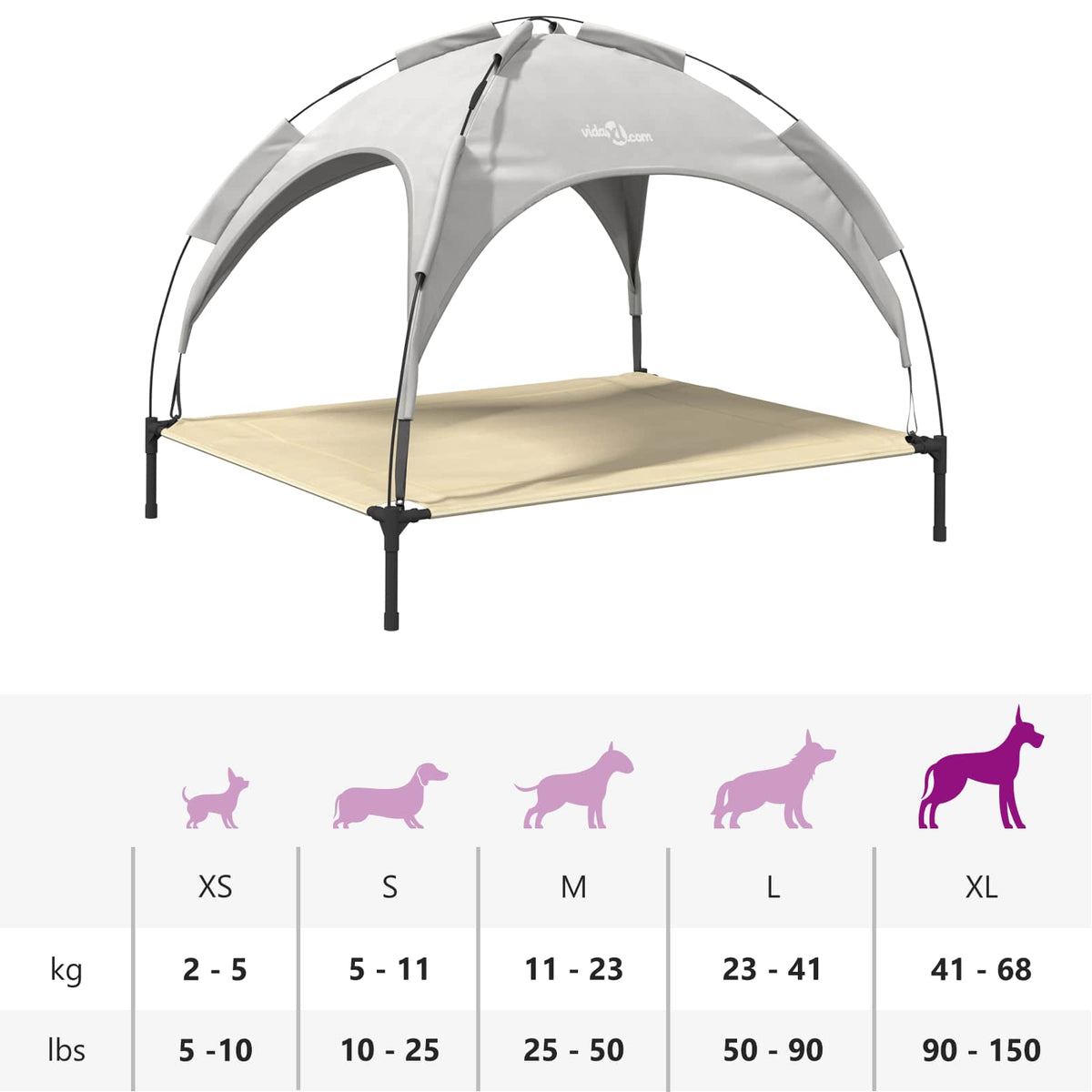 Hundebett 104 x 86 x 84,5 cm Stahl Silber Grau