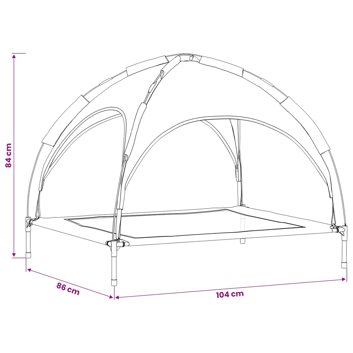 Hundebett 104 x 86 x 84,5 cm Stahl Silber Grau