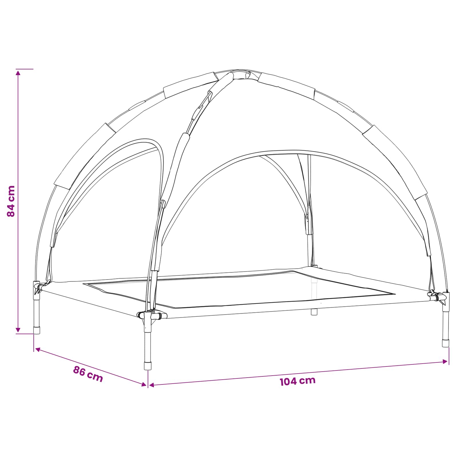 Hundebett 104 x 86 x 84,5 cm Stahl Silber Grau