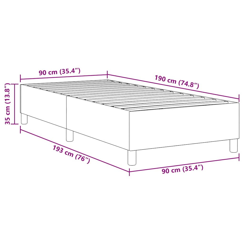 Boxspringbett Creme 90 x 190 cm Cordstoff