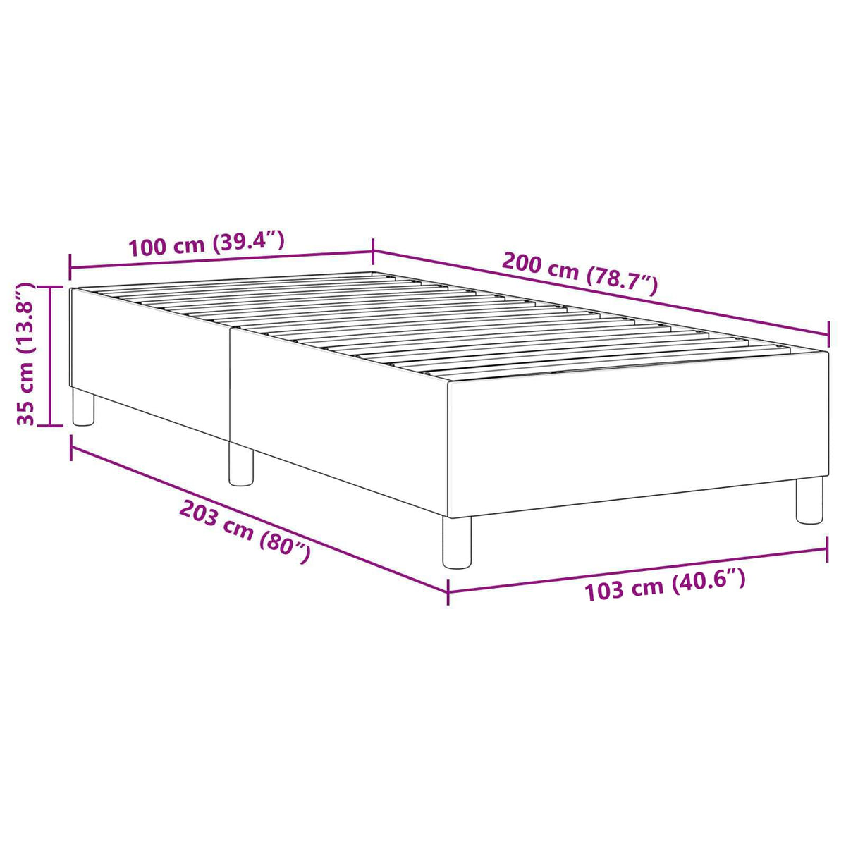 Plattformbettgestell Dunkelgrau 100 x 200 cm Cordstoff