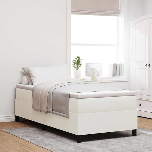Boxspringbett Creme 100 x 200 cm Cordstoff