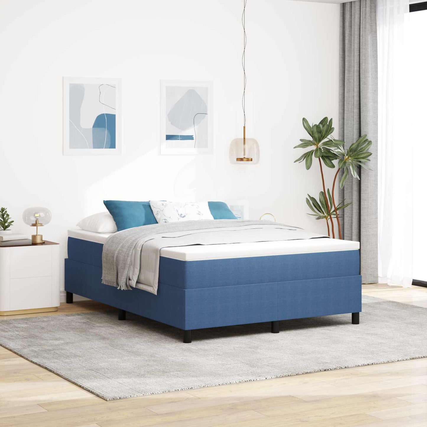 Plattformbettgestell Blau 140 x 190 cm Cordstoff