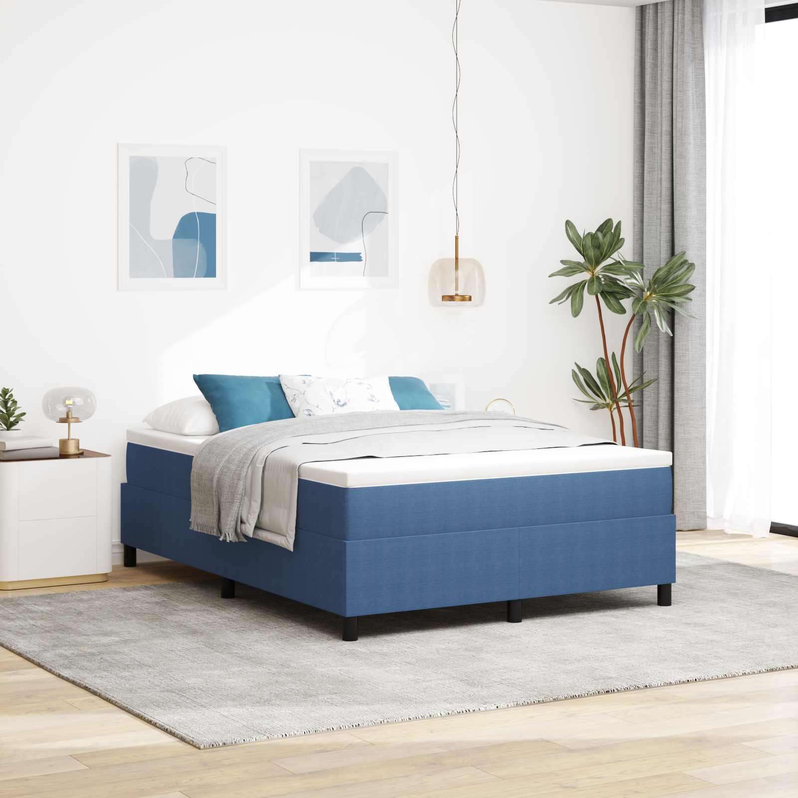 Plattformbettgestell Blau 140 x 190 cm Cordstoff