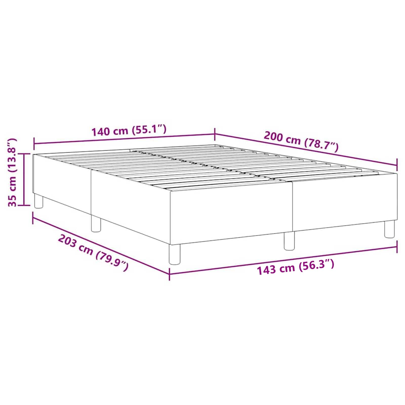 Plattformbettgestell Dunkelgrau 140 x 200 cm Cordstoff