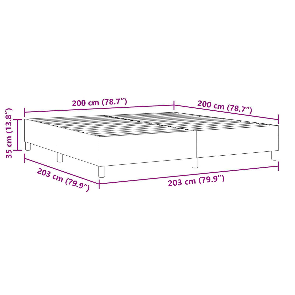 Plattformbettgestell Hellgrau 200 x 200 cm Cordstoff