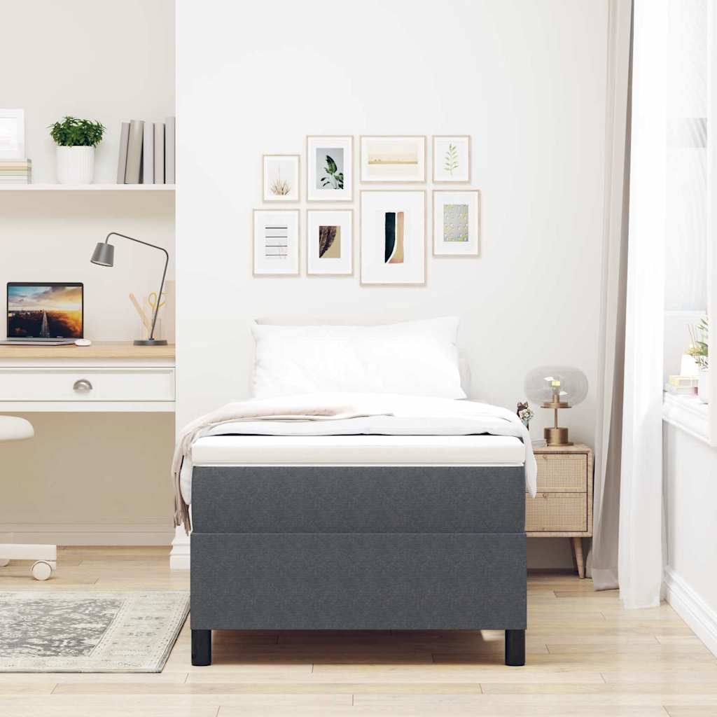 Boxspringbett Dunkelgrau und Weiß 90 x 200 cm Cordstoff
