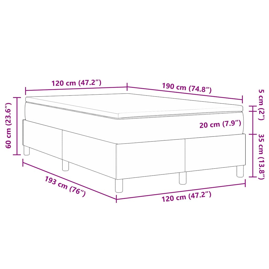 Boxspringbett Hellgrau und Weiß 120 x 190 cm Cordstoff
