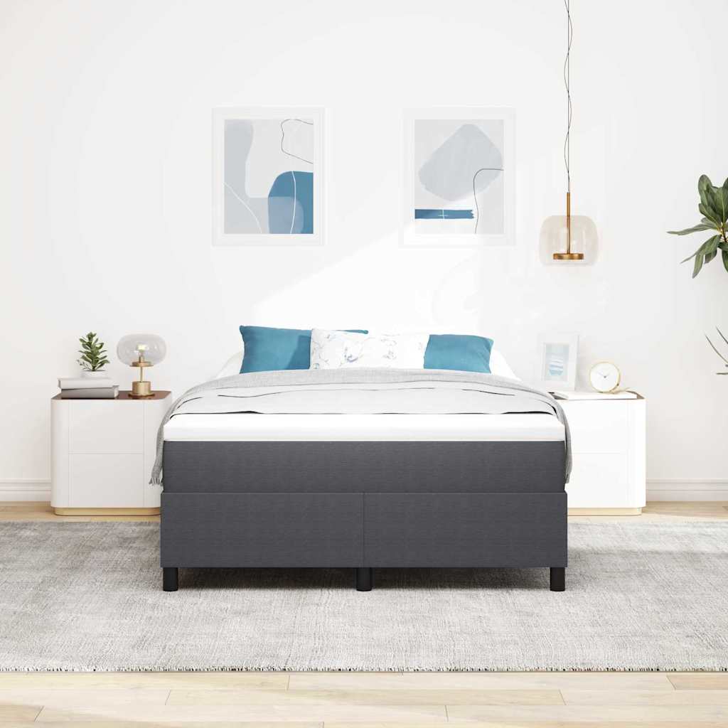 Boxspringbett Dunkelgrau und Weiß 140 x 190 cm Cordstoff