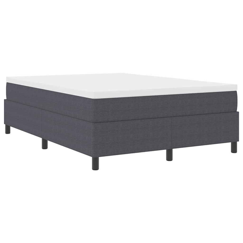 Boxspringbett Dunkelgrau und Weiß 140 x 190 cm Cordstoff