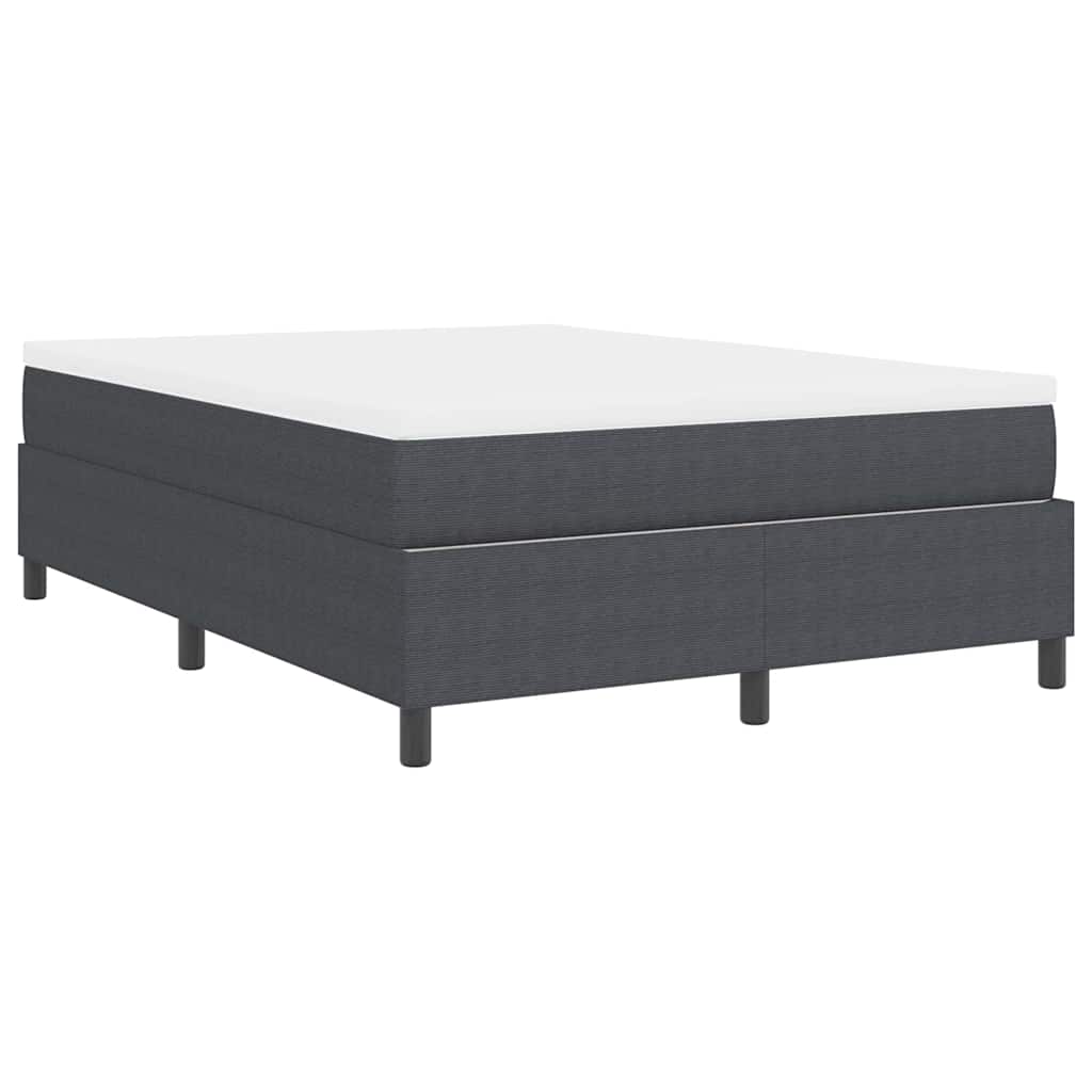 Boxspringbett Dunkelgrau und Weiß 140 x 190 cm Cordstoff