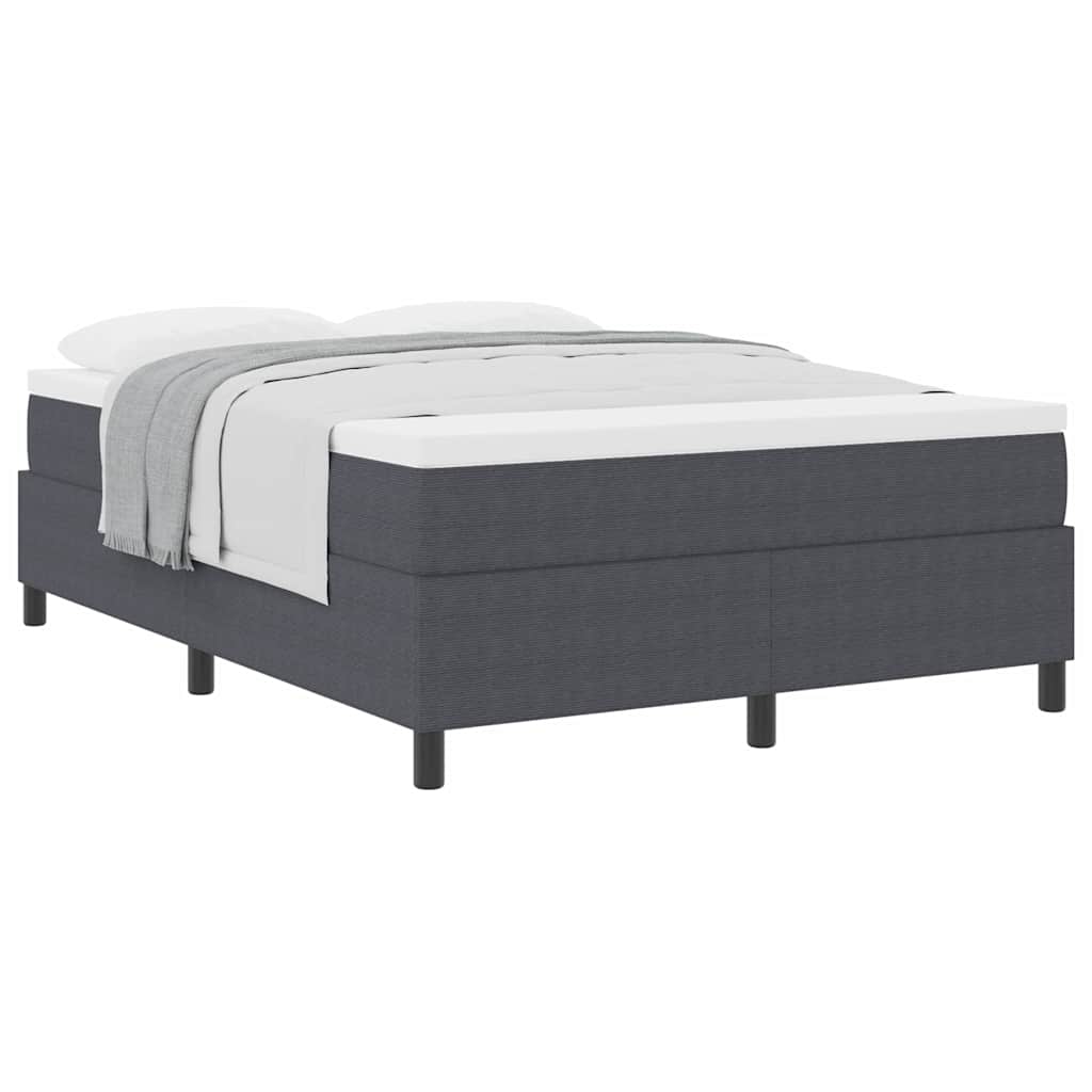 Boxspringbett Dunkelgrau und Weiß 140 x 190 cm Cordstoff