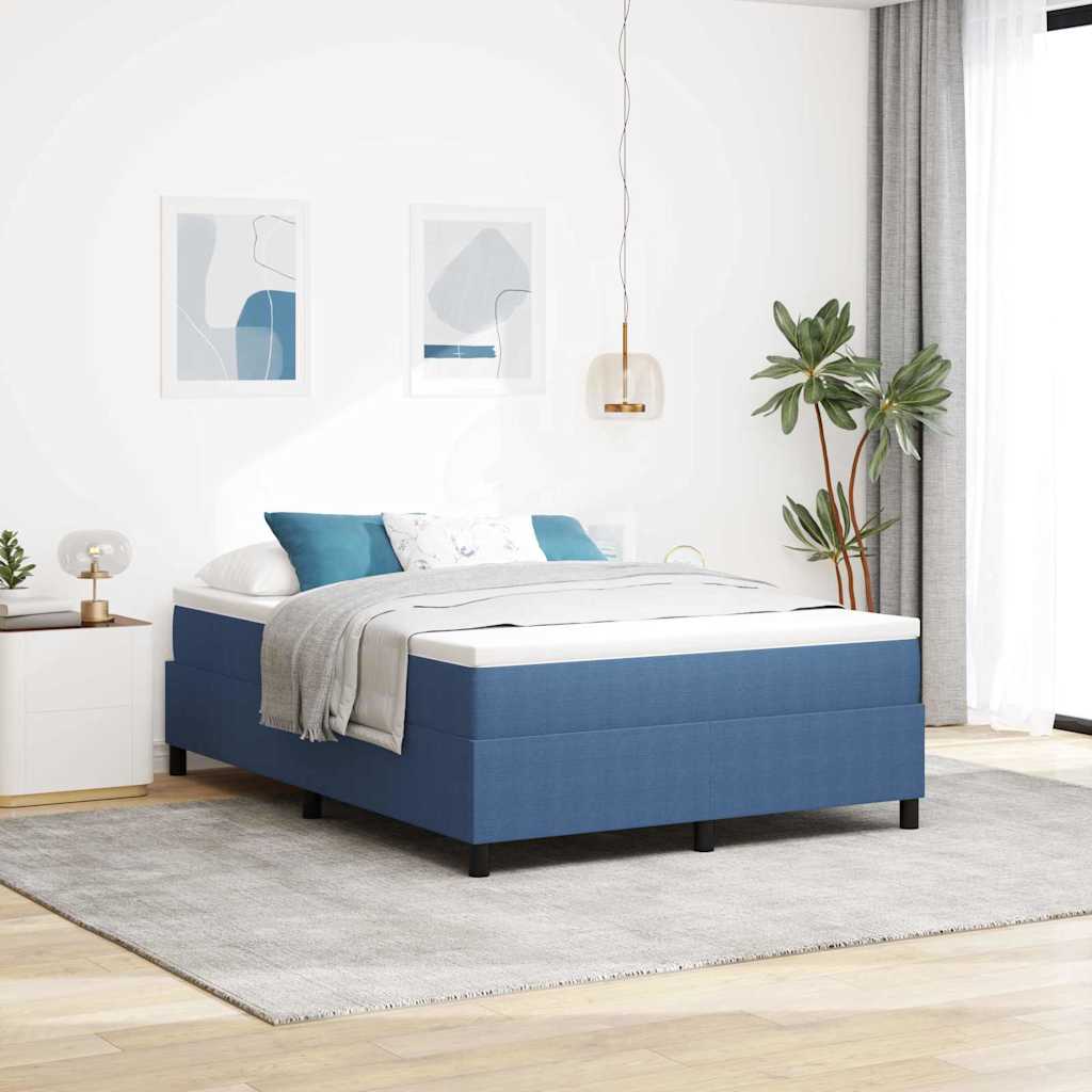 Boxspringbett Blau und Weiß 140 x 190 cm Cordstoff