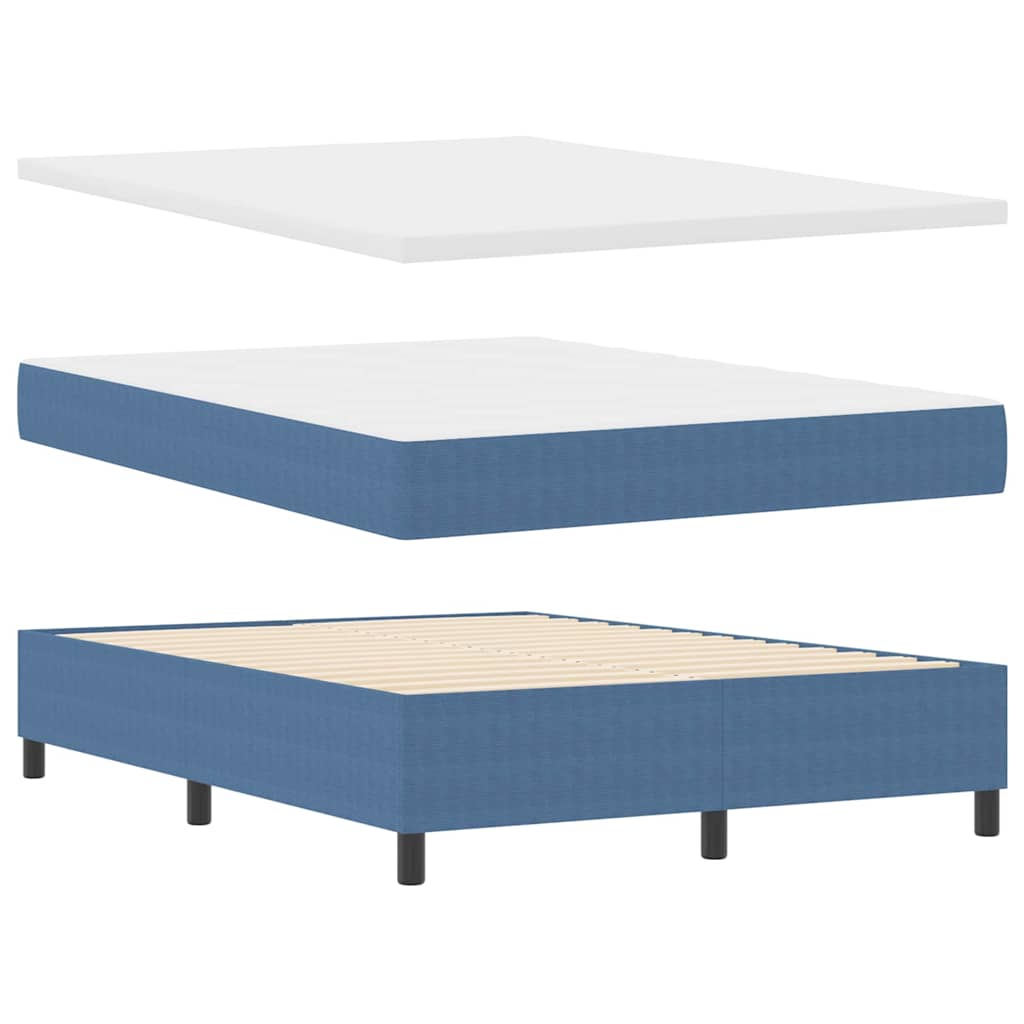 Boxspringbett Blau und Weiß 140 x 190 cm Cordstoff