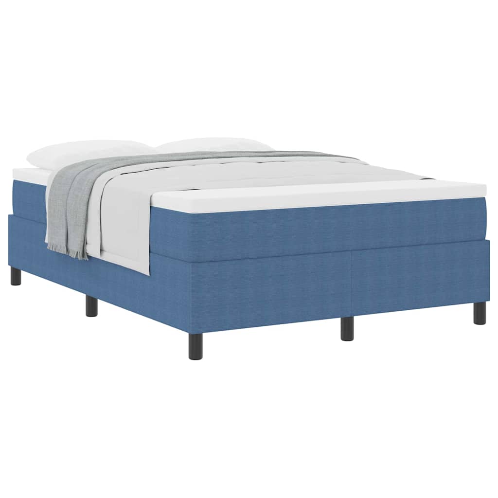 Boxspringbett Blau und Weiß 140 x 190 cm Cordstoff