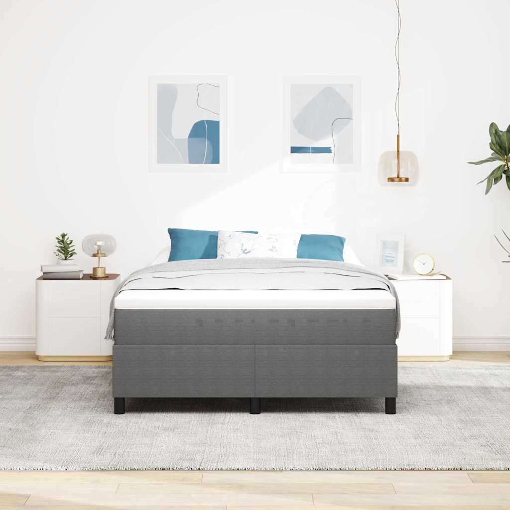 Boxspringbett Hellgrau und Weiß 140 x 200 cm Cordstoff