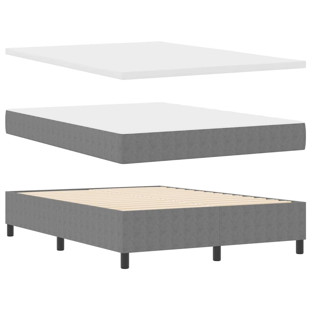 Boxspringbett Hellgrau und Weiß 140 x 200 cm Cordstoff