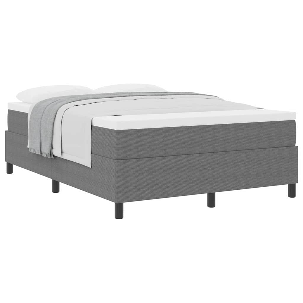Boxspringbett Hellgrau und Weiß 140 x 200 cm Cordstoff