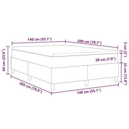 Boxspringbett Dunkelgrau und Weiß 140 x 200 cm Cordstoff