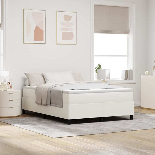 Boxspringbett Creme und Weiß 203 x 140 x 60 cm Cordstoff