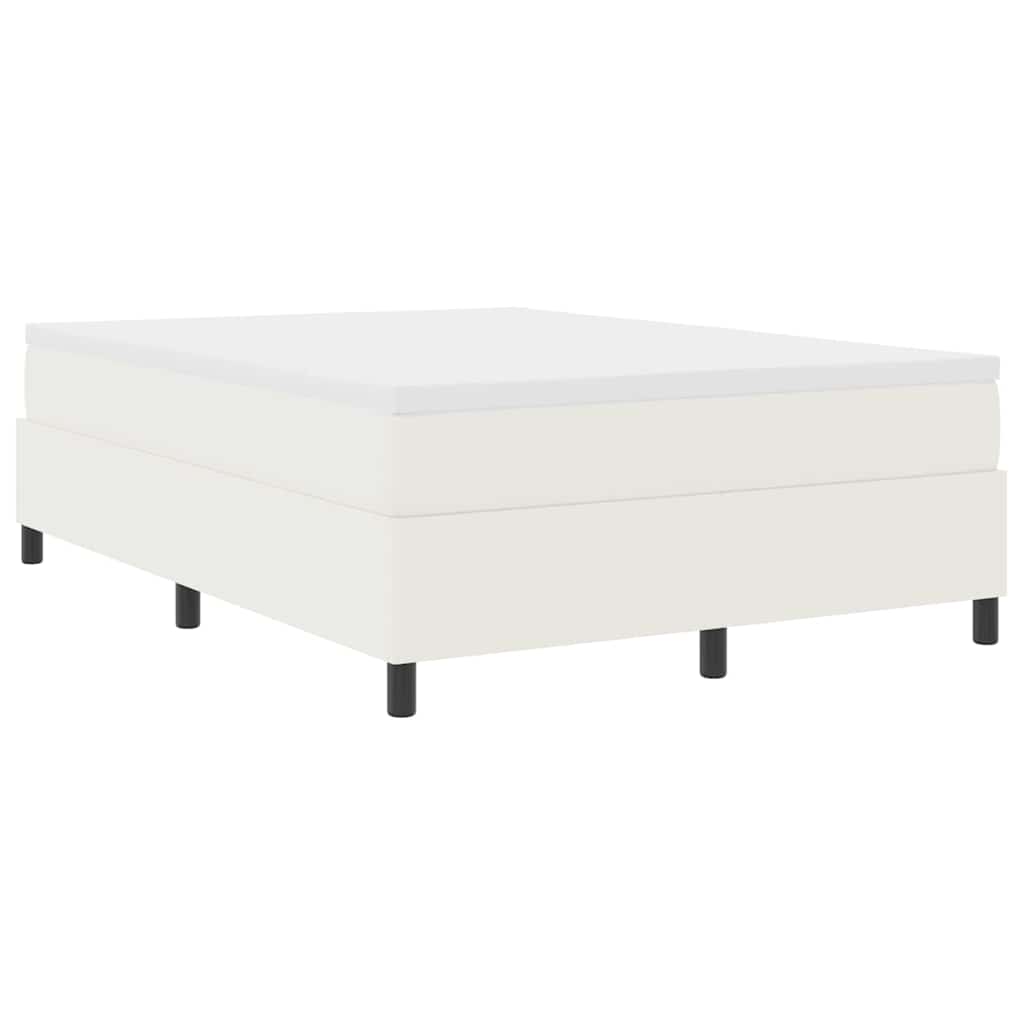 Boxspringbett Creme und Weiß 160 x 200 cm Cordstoff