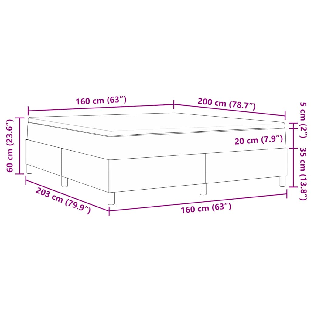 Boxspringbett Creme und Weiß 160 x 200 cm Cordstoff