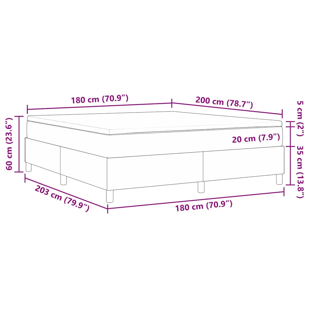 Boxspringbett Dunkelgrau und Weiß 180 x 200 cm Cordstoff