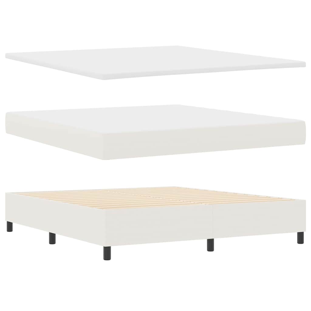 Boxspringbett Creme und Weiß 203 x 180 x 60 cm Cordstoff