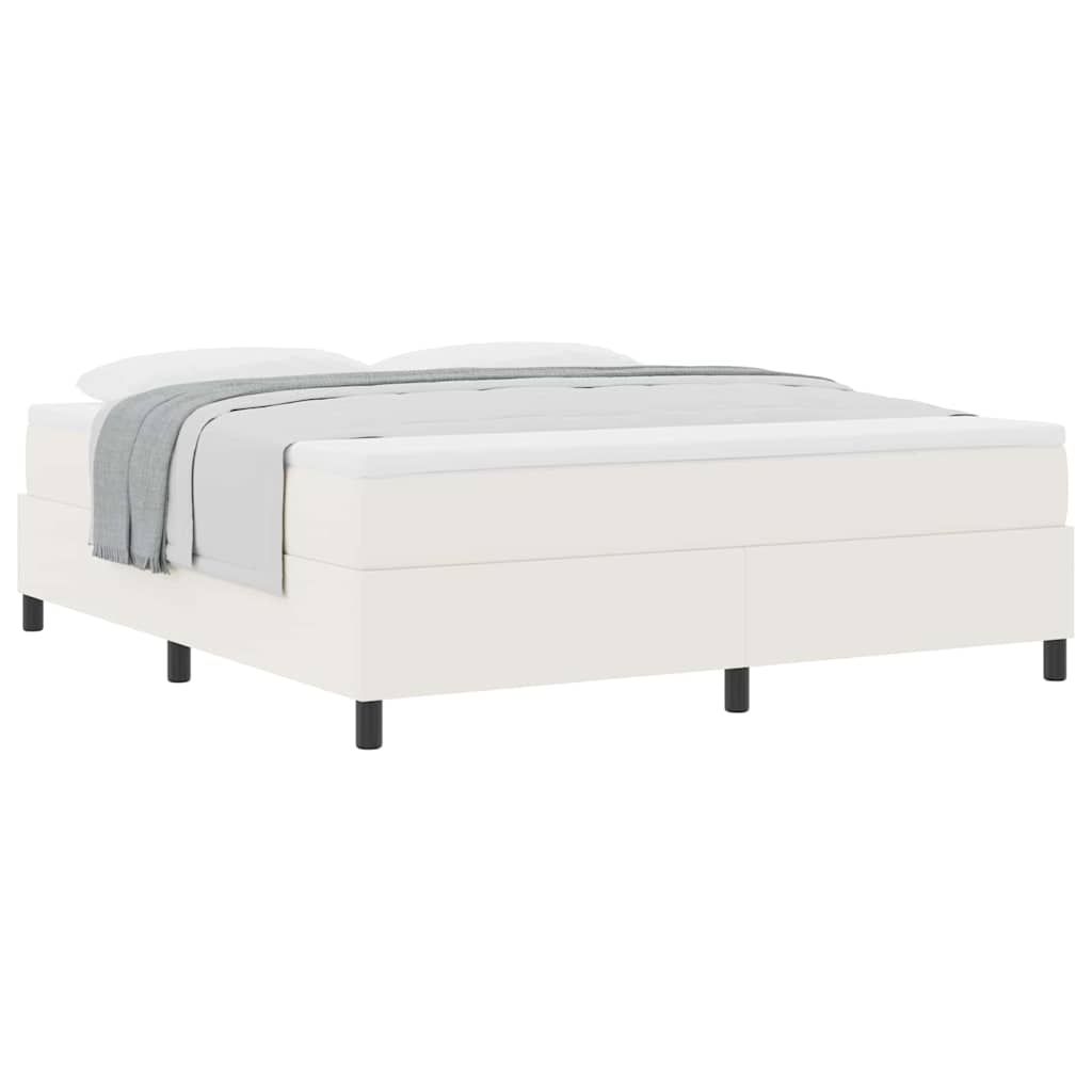 Boxspringbett Creme und Weiß 203 x 180 x 60 cm Cordstoff