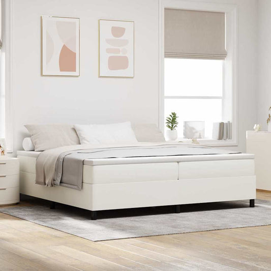 Boxspringbett Creme und Weiß 203 x 200 x 60 cm Cordstoff
