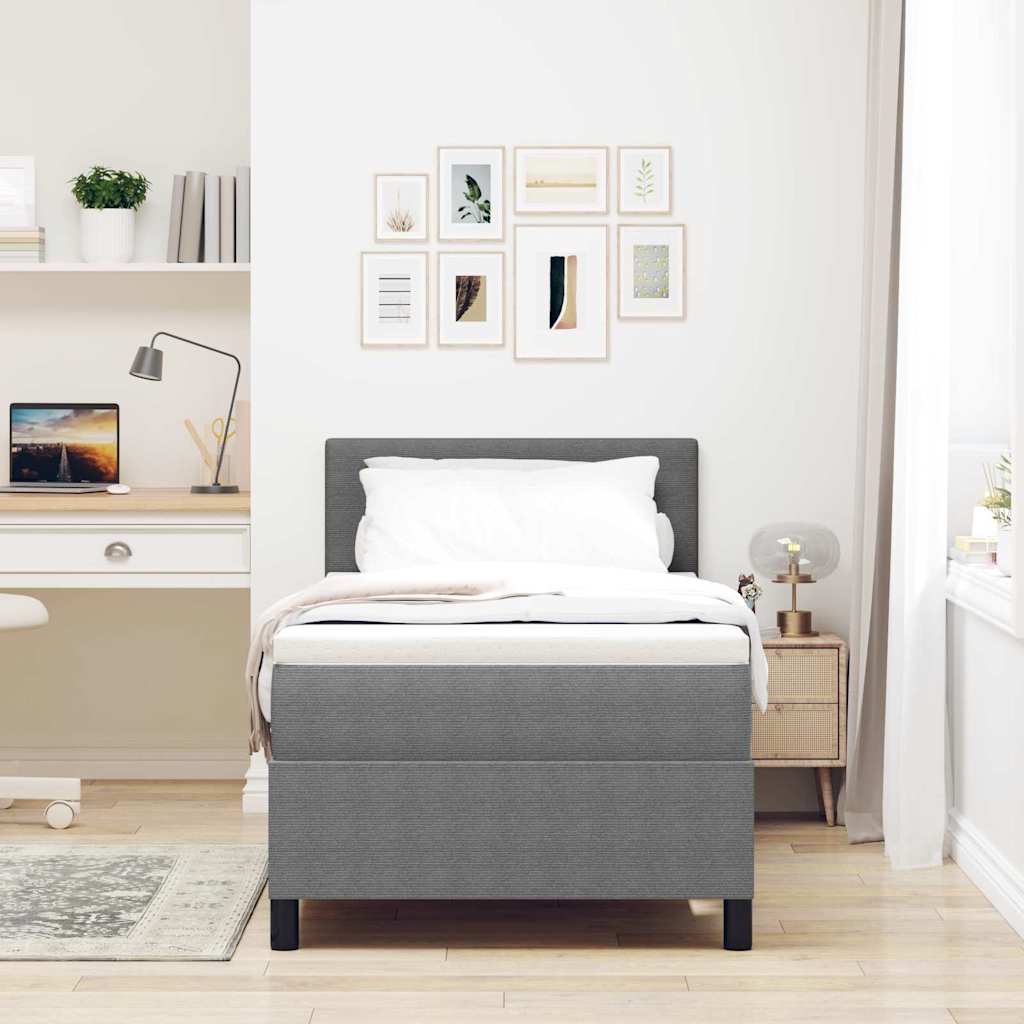 Boxspringbett Hellgrau und Weiß 90 x 200 cm Cordstoff
