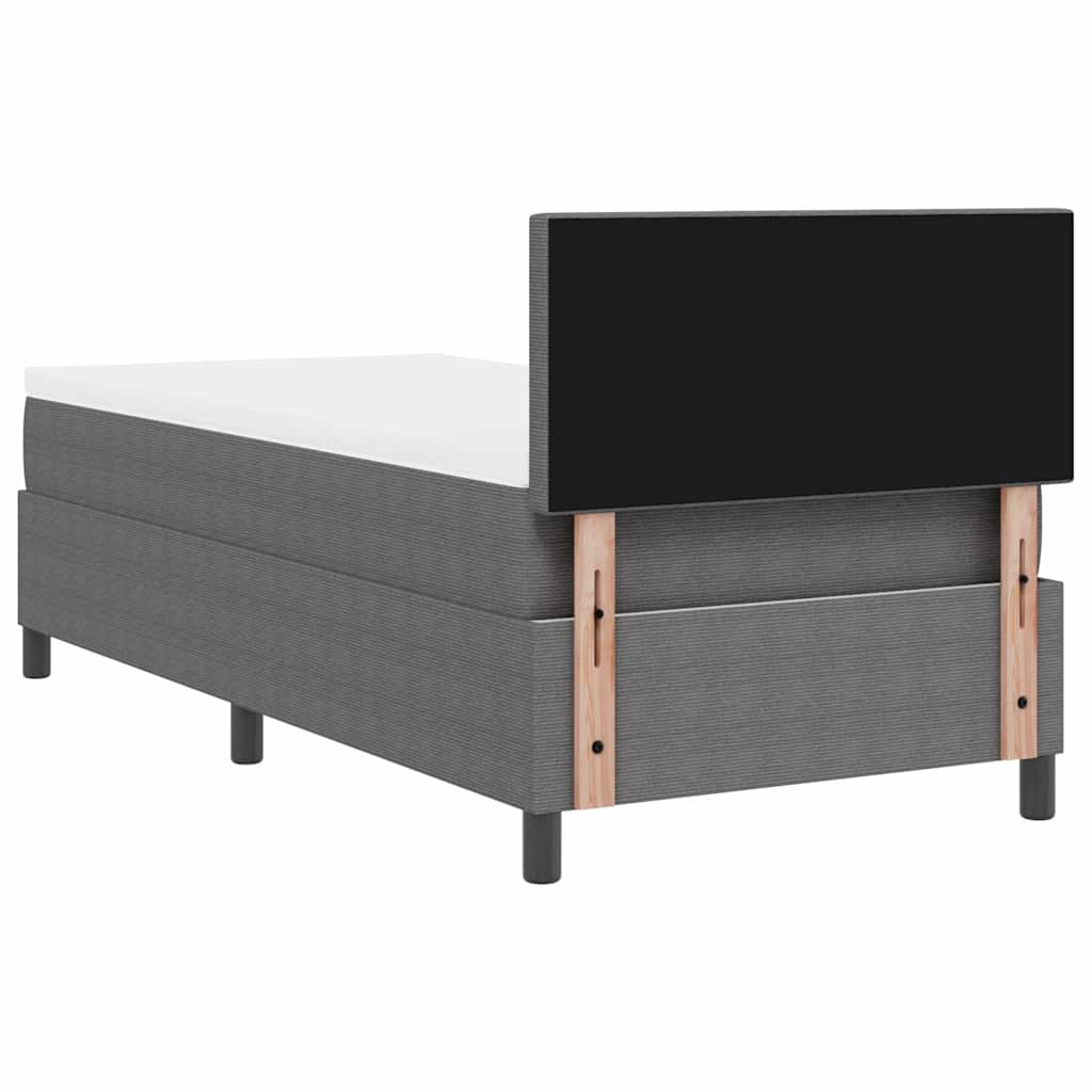 Boxspringbett Hellgrau und Weiß 90 x 200 cm Cordstoff
