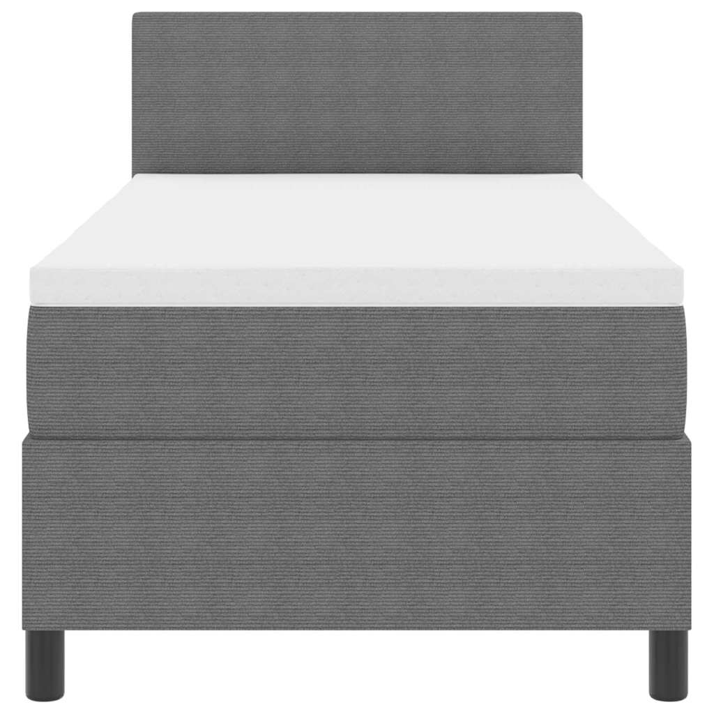 Boxspringbett Hellgrau und Weiß 90 x 200 cm Cordstoff