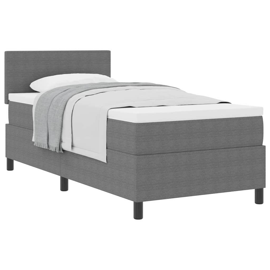 Boxspringbett Hellgrau und Weiß 90 x 200 cm Cordstoff