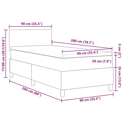 Boxspringbett Hellgrau und Weiß 90 x 200 cm Cordstoff
