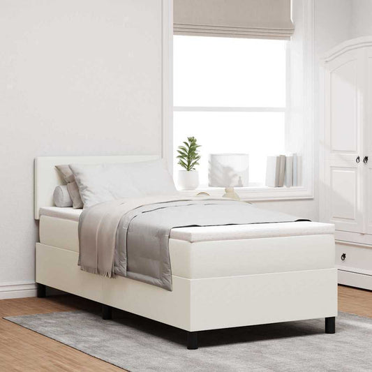 Boxspringbett Creme und Weiß 203 x 100 x 88 cm Cordstoff
