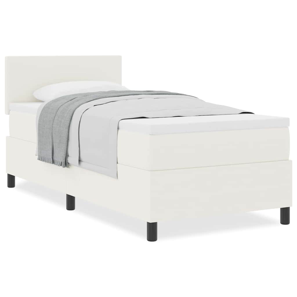 Boxspringbett Creme und Weiß 203 x 100 x 88 cm Cordstoff