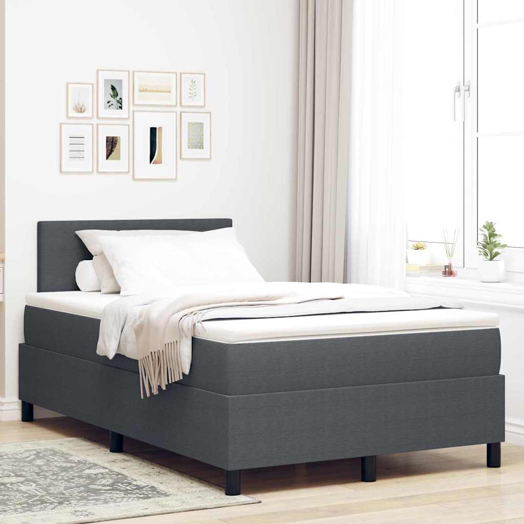 Boxspringbett Dunkelgrau und Weiß 193 x 120 x 88 cm Cordstoff