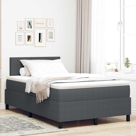 Boxspringbett Dunkelgrau und Weiß 193 x 120 x 88 cm Cordstoff