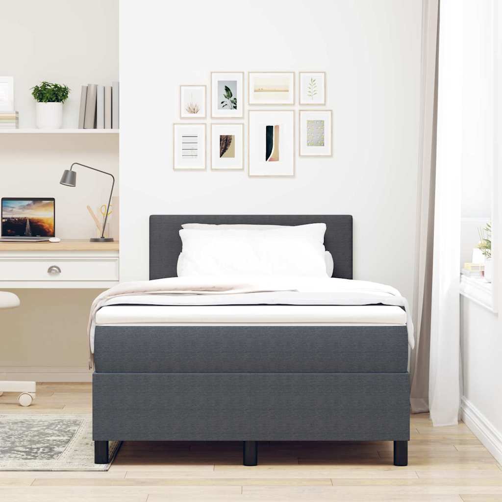 Boxspringbett Dunkelgrau und Weiß 193 x 120 x 88 cm Cordstoff