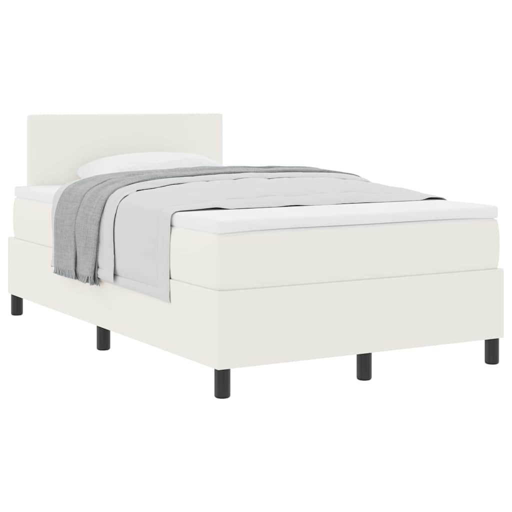 Boxspringbett Creme und Weiß 203 x 120 x 88 cm Cordstoff